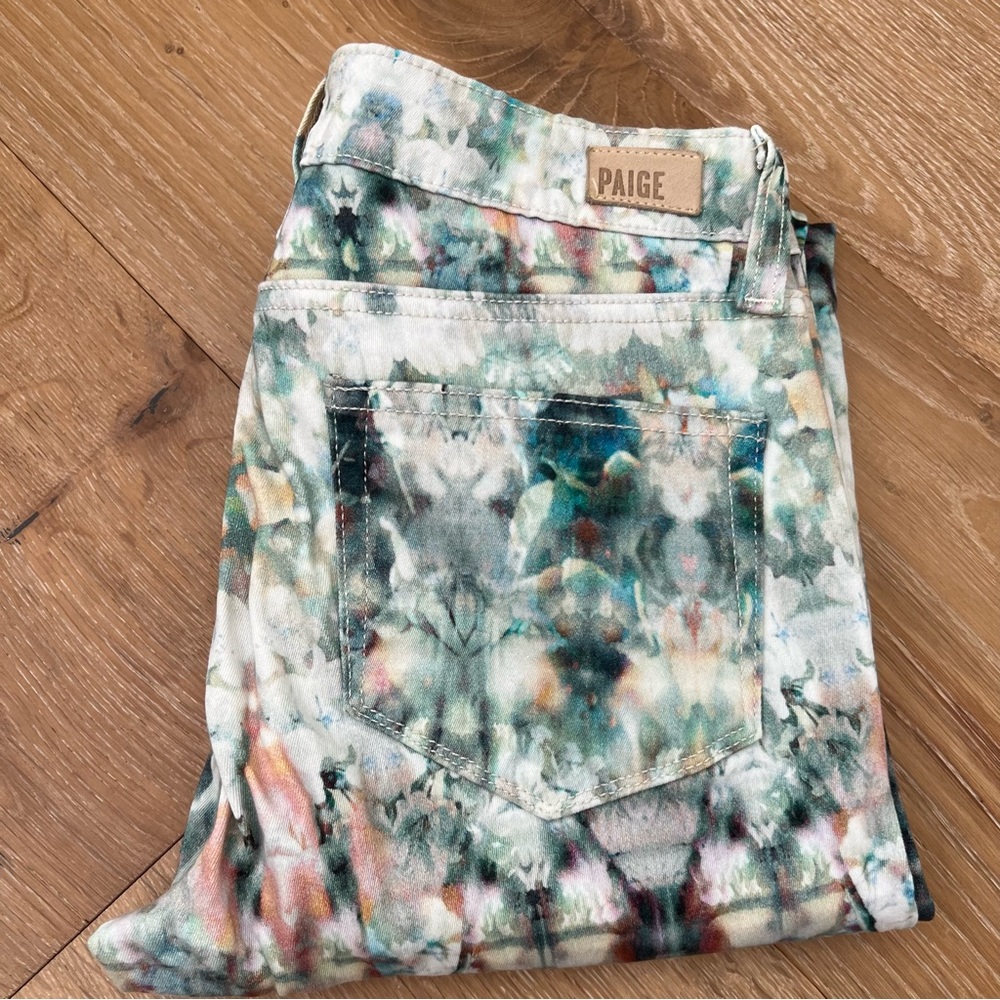 Paige Ultra Skinny Green & Cream Tie Dye